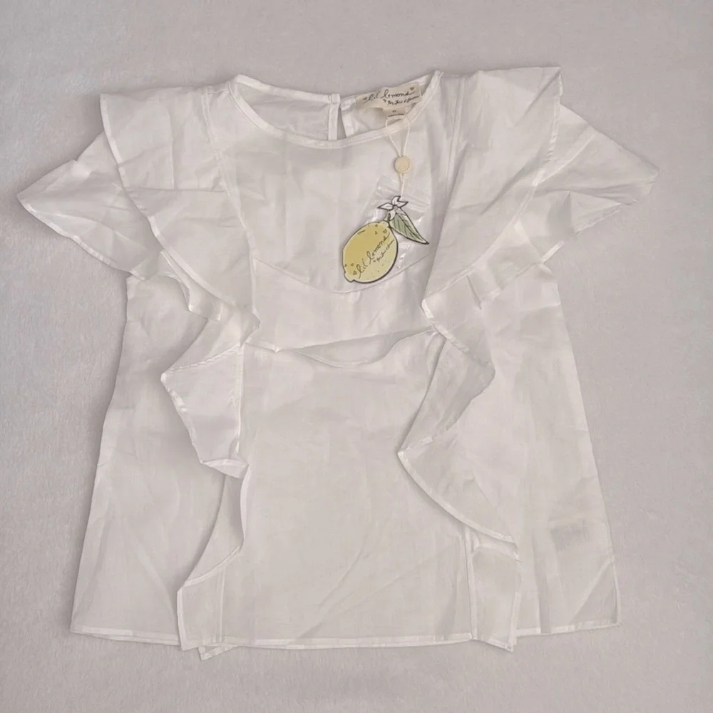 {NWT} Lil' Lemons by For Love and Lemons | Organic Cotton Ruffle Top White (4T) - Picture 14 of 14